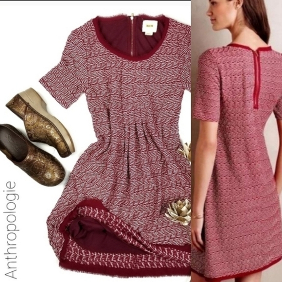 Anthropologie Maeve Red Thick Knit Weave Dress XSP - Picture 4 of 16